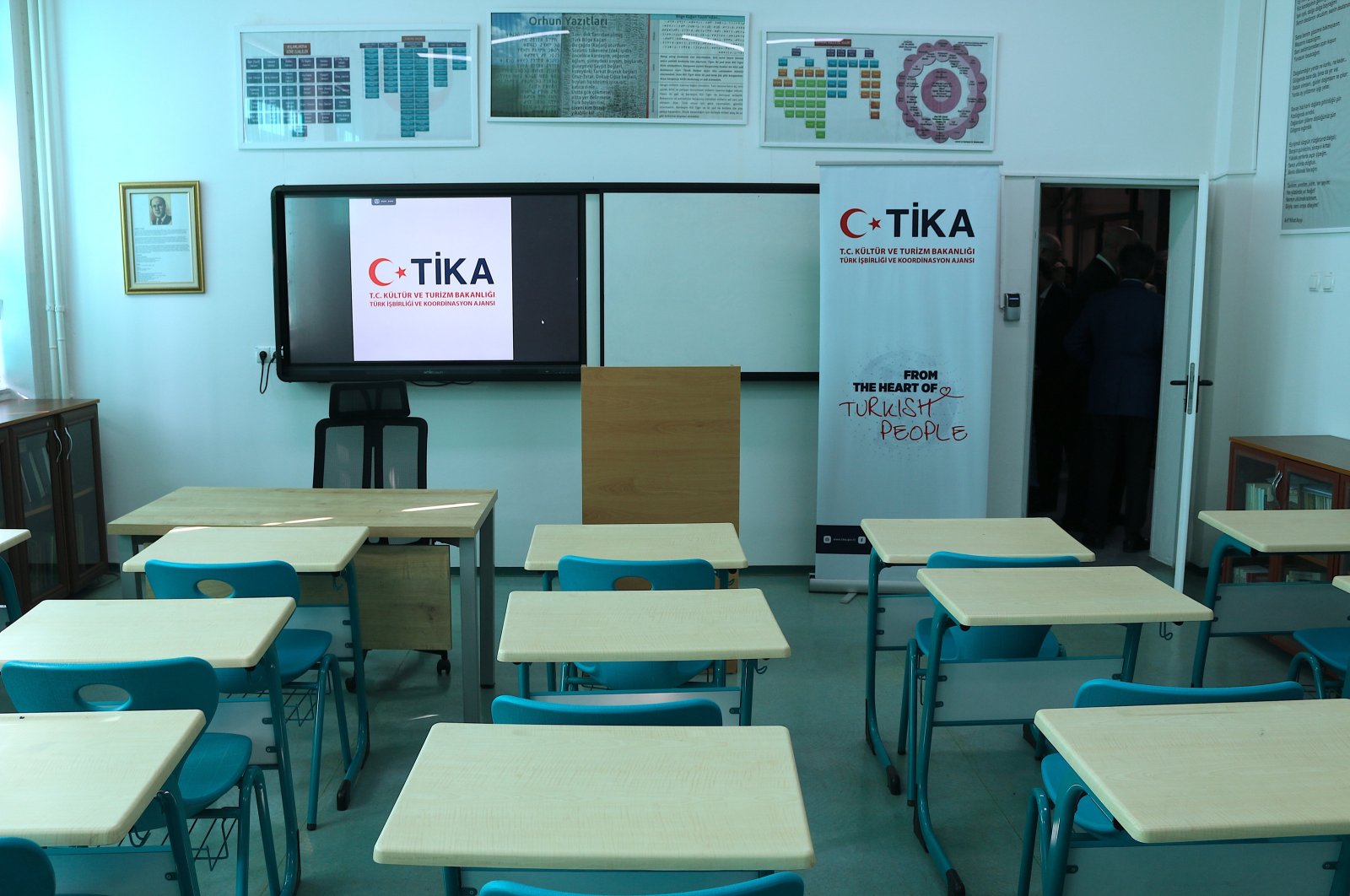 A view of a classroom renovated by the Turkish Cooperation and Coordination Agency (TİKA) at the Turkish Language and Literature Department, Faculty of Philology at Hasan Pristina University, Pristina, Kosovo, Oct. 22, 2024. (AA Photo)