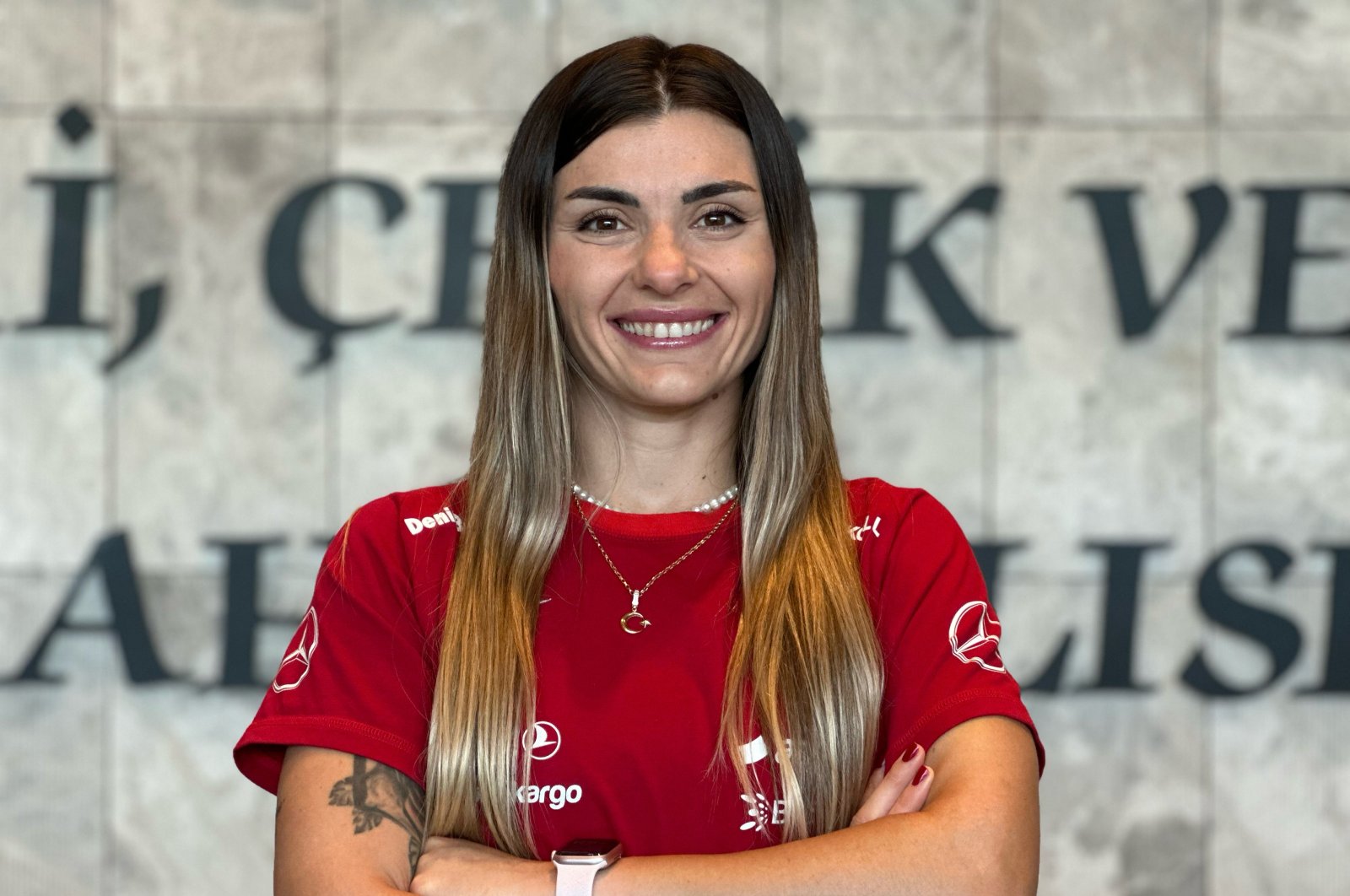 Turkish women&#039;s national football team goalkeeper Selda Akgöz poses for a photo, Istanbul, Türkiye, Oct. 21, 2024. (AA Photo)