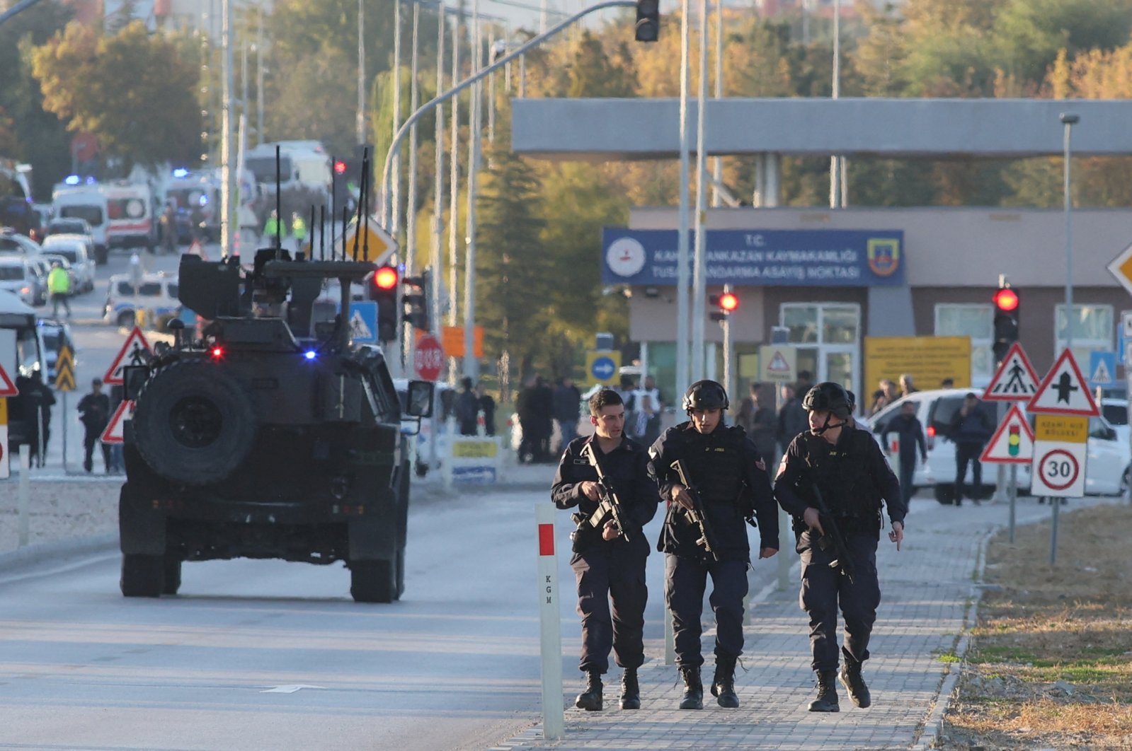 A general view of the entrance of the headquarters of Türkiye&#039;s aviation company TAI, near Kahramankazan, a town of Turkish capital Ankara, Oct. 23, 2024. (Reuters Photo)