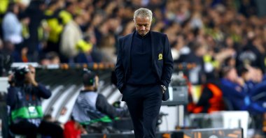 Fenerbahçe head coach Jose Mourinho stands on the touchline during the UEFA Europa League match against Manchester United, Istanbul, Türkiye, Oct. 24, 2024. (EPA Photo)