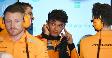 McLaren's British driver Lando Norris prepares to race during the practice session for the U.S. Formula One Grand Prix at the Circuit of the Americas, Austin, Texas, U.S., Oct. 18, 2024. (AFP Photo)