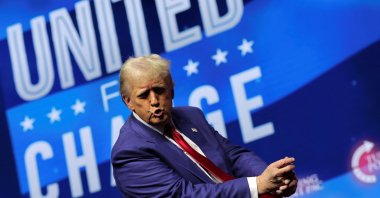 Republican presidential nominee and former U.S. President Donald Trump attends a campaign event sponsored by conservative group Turning Point Action, Las Vegas, Nevada, U.S., Oct. 24, 2024. (Reuters Photo)