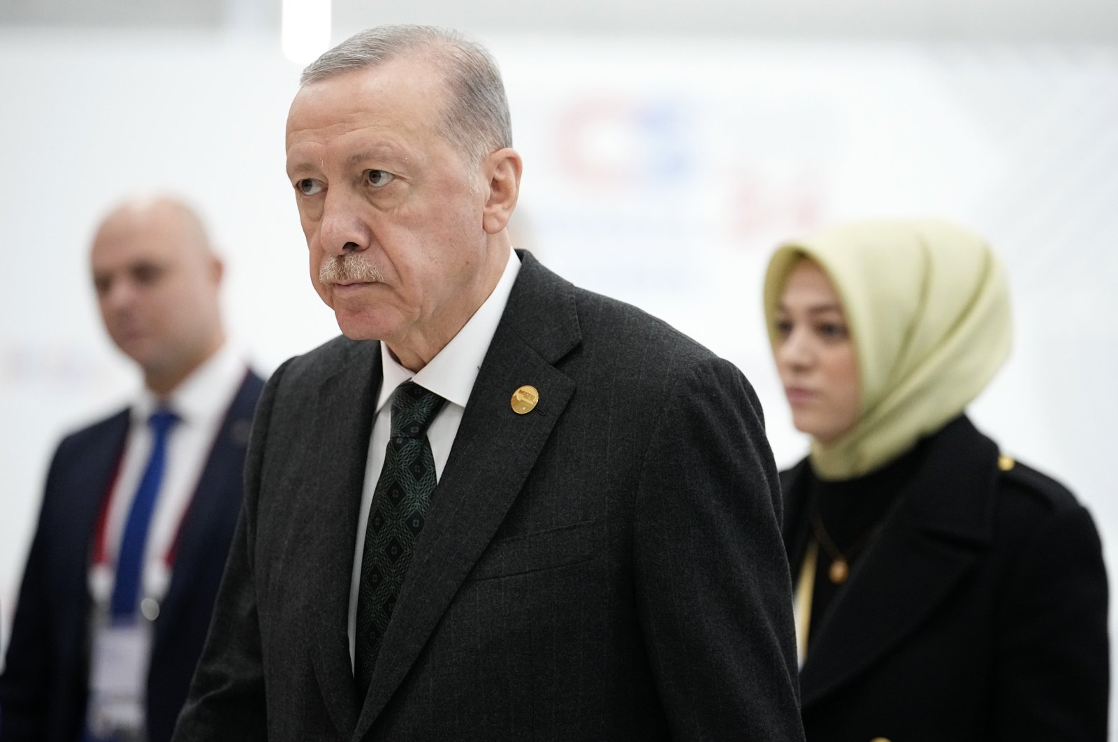 President Recep Tayyip Erdoğan arrives at the BRICS Summit in Kazan, Russia, Oct. 24, 2024. (EPA Photo)