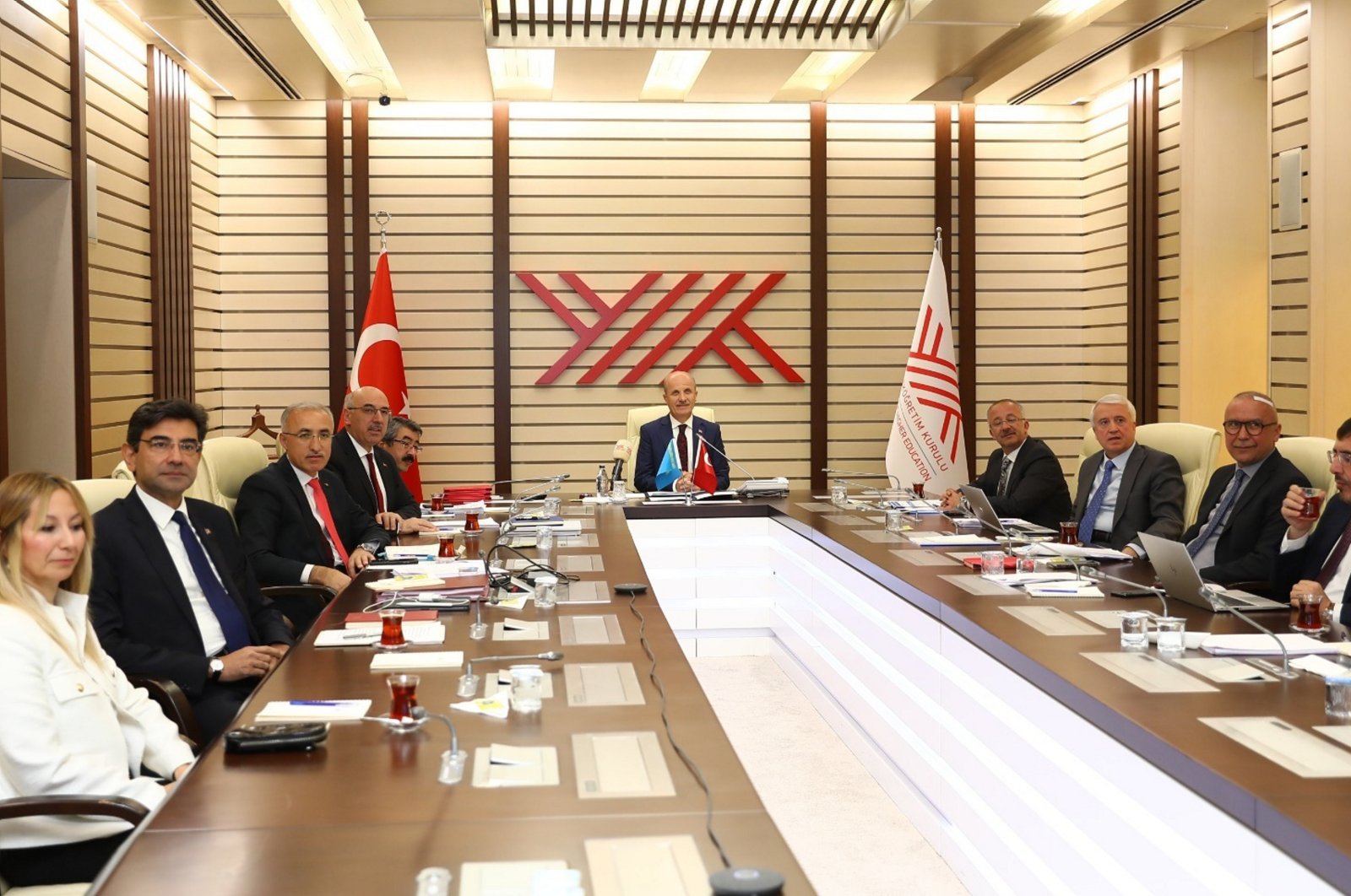 Officials meet to discuss the new partnership between the Council of Higher Education (YÖK) and Kazakhstan&#039;s Ministry of Science and Higher Education, Ankara, Türkiye, Oct. 25, 2024. (AA Photo)