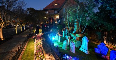 Homes and yards are decorated with skeletons, pumpkins and spider webs in anticipation of Halloween, California, U.S., Oct. 26, 2024. (AA Photo)