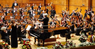 The Izmir State Symphony Orchestra performs a special concert to celebrate the 101st anniversary of Türkiye's Republic Day, Sofia, Bulgaria, Oct. 26, 2024. (AA Photo)