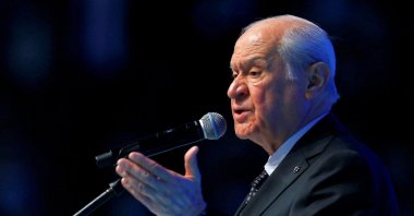 Devlet Bahçeli, leader of the Nationalist Movement Party (MHP), makes a speech, Ankara, Türkiye, March 18, 2021. (Reuters Photo)