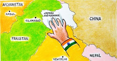 "Despite all odds, the valiant Kashmiris continue to defy the Indian bayonets and refuse to accept subjugation as their fate." (Illustration by Erhan Yalvaç)