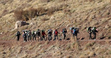 Climbers ascend the peaks of Aladağlar on the 101st anniversary of the Republic, Niğde, Türkiye, Oct. 26, 2024. (AA Photo)