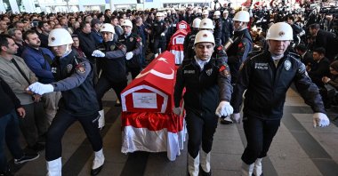 Funeral ceremony for three victims of the PKK attack on TAI, in the capital of Ankara, Türkiye, Oct. 24, 2024. (AA Photo)