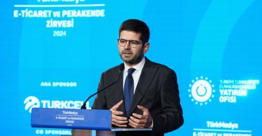 Head of Presidency&#039;s Investment Office Ahmet Burak Dağlıoğlu delivers a speech at an event in Istanbul, Türkiye, Sept. 25, 2024. (AA Photo)