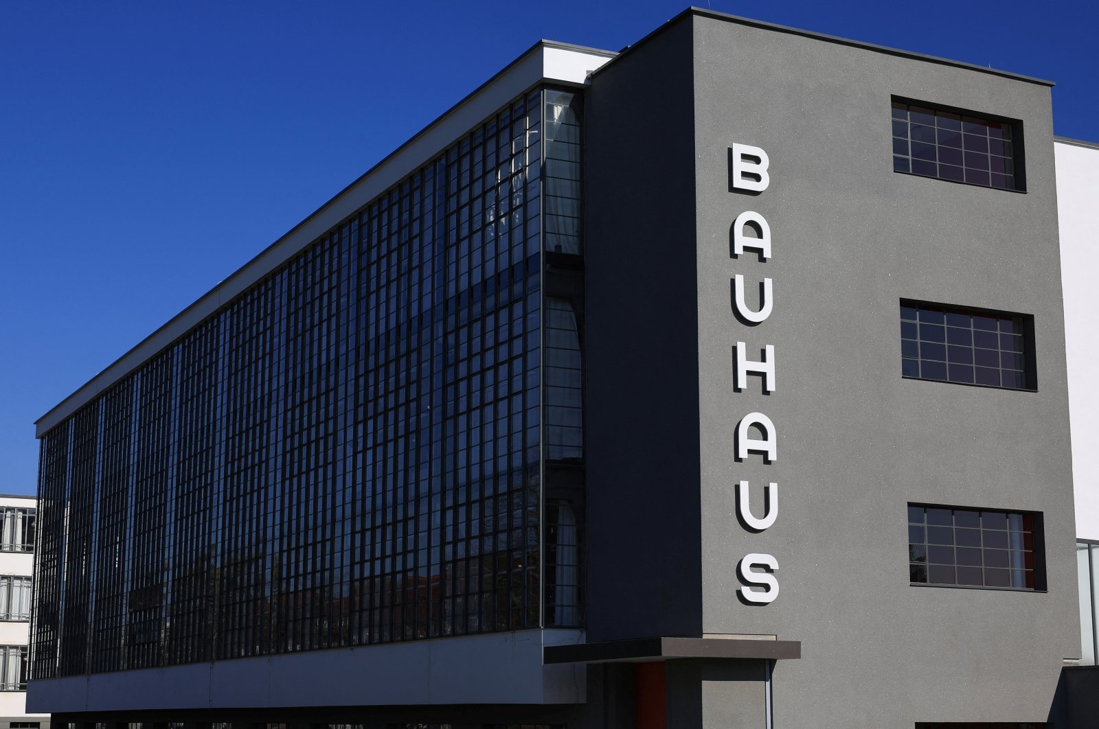 The reconstructed Bauhaus Building designed by architect Walter Gropius between 1925 and 1926 for the Bauhaus School of Art, Design and Architecture, Dessau, Germany, March 5, 2022. (Reuters Photo)