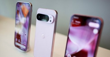 The new Pixel 9 smartphone series is displayed at a Made by Google event in Mountain View, California, U.S., Aug. 13, 2024. (Reuters Photo)