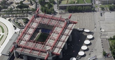 An Aerial image of Stadio San Siro, Milan, Italy, June 28, 2008. (Getty Images Photo)
