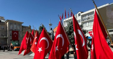 Citizens gather for a wreath-laying ceremony at the 15 July National Will Square to honor the 101st anniversary of the Republic, Aksaray, Türkiye, Oct. 28, 2024. (AA Photo)
