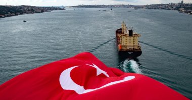 Turkish national flag waves on the July 15 Martyrs' Bridge, formerly known as the Bosporus Bridge, in Istanbul, Türkiye, Nov. 8, 2020. (AFP Photo)