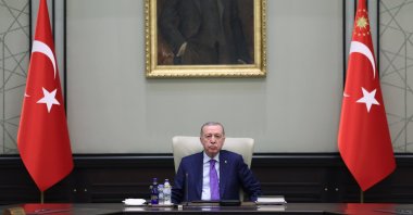 President Recep Tayyip Erdoğan chairs the Cabinet meeting in the capital Ankara, Monday, Oct. 28, 2024. (DHA Photo)