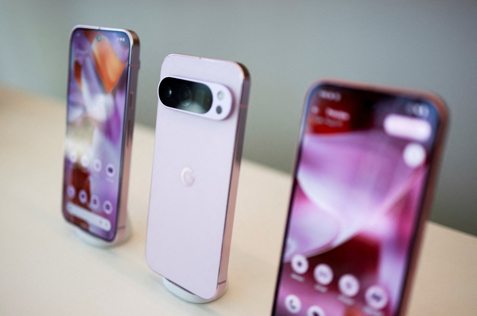 The new Pixel 9 smartphone series is displayed at a Made by Google event in Mountain View, California, U.S., Aug. 13, 2024. (Reuters Photo)