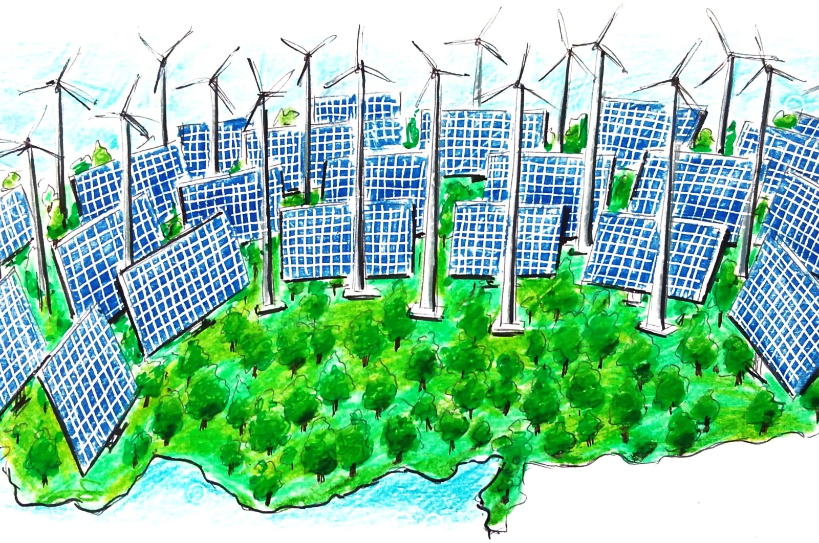 "Since 2020, Türkiye has seen a greater reduction in energy intensity compared to the global average." (Illustration by Erhan Yalvaç)