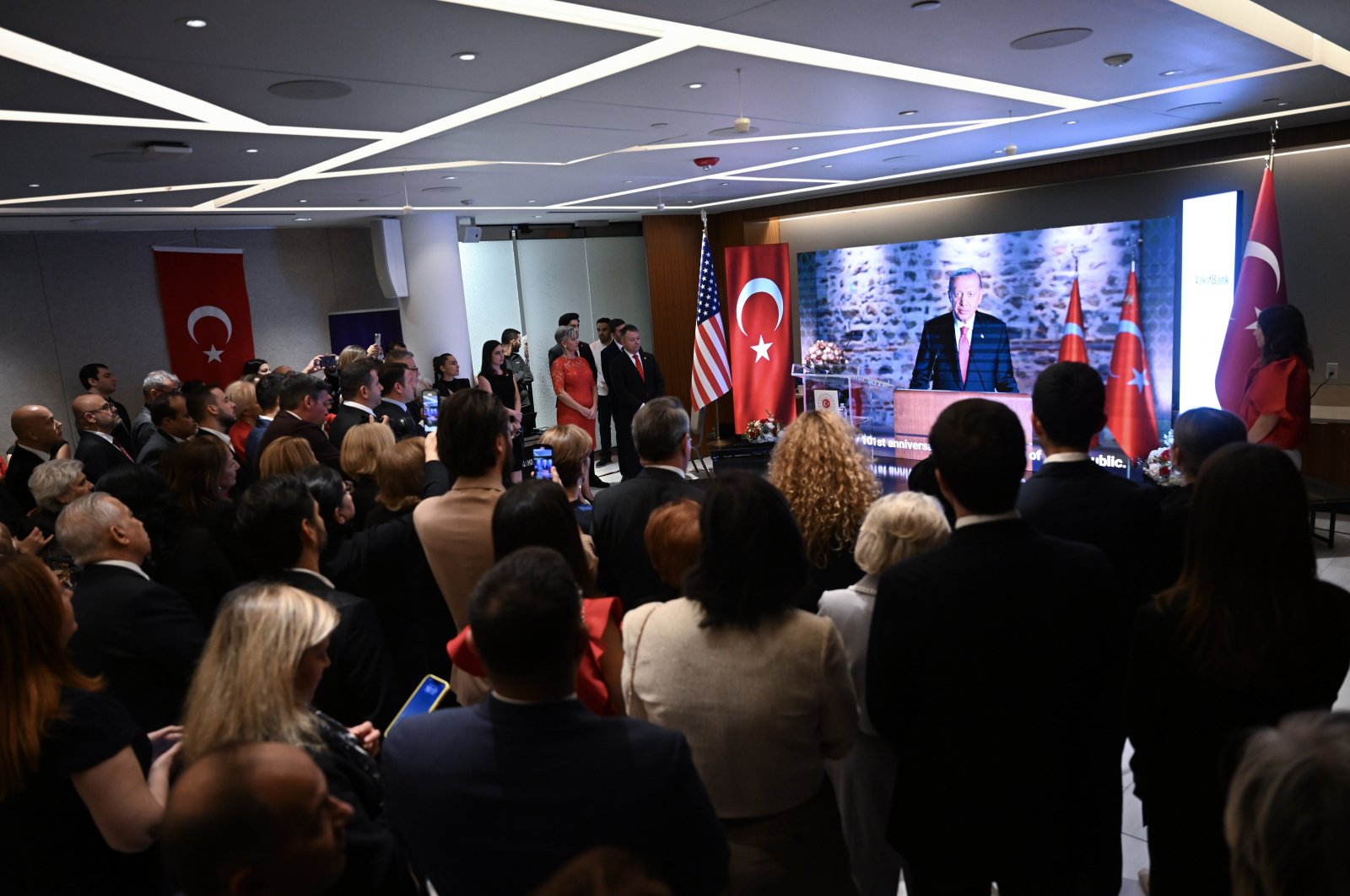 Guests gather at the Türkevi in New York City to celebrate Republic Day and the 101st anniversary of Türkiye, New York, U.S., Oct. 27, 2024. (AA Photo)