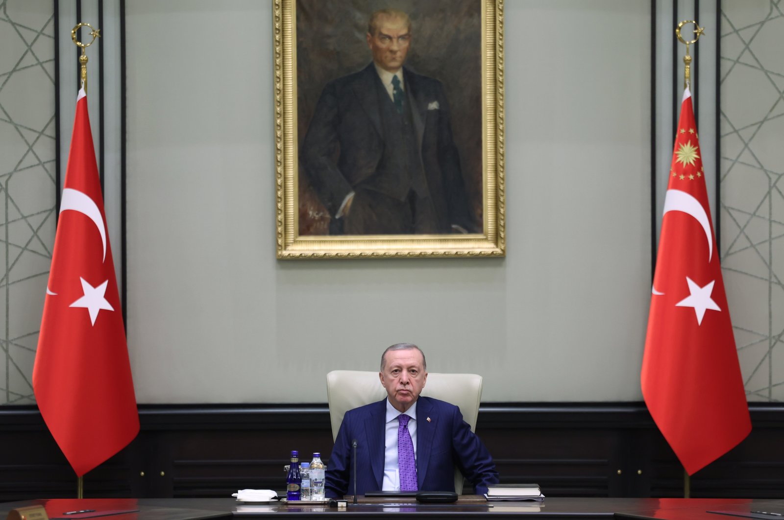 President Recep Tayyip Erdoğan chairs the Cabinet meeting in the capital Ankara, Monday, Oct. 28, 2024. (DHA Photo)