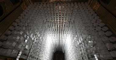 The work "Duo" by architect and artist Melek Zeynep Bulut was presented to art enthusiasts as part of the latest project at the London Design Festival, London, U.K., Oct. 28, 2024. (AA Photo)