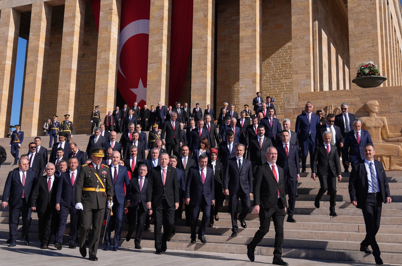 President Recep Tayyip Erdoğan, politicians and generals visit Anıtkabir, the mausoleum of Atatürk, Ankara, Türkiye, Oct. 29, 2024. (AA Photo)