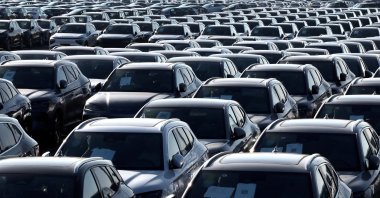 New cars, among them new China-built electric vehicles of the company BYD, are seen parked in the port of Zeebrugge, Belgium, Oct. 24, 2024. (Reuters Photo)