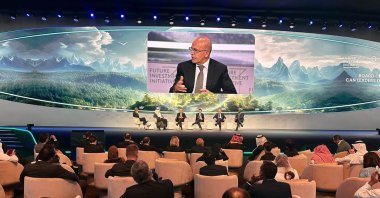 Treasury and Finance Minister Mehmet Şimşek (3rd L) speaks during a panel on the sidelines of the Future Investment Initiative summit, Riyadh, Saudi Arabia, Oct. 29, 2024. (Photo: @memetsimsek)