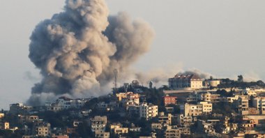 Smoke rises from the site of an Israeli airstrike that targeted an area in the southern Lebanese village of Khiam, Oct. 30, 2024. (AFP Photo)
