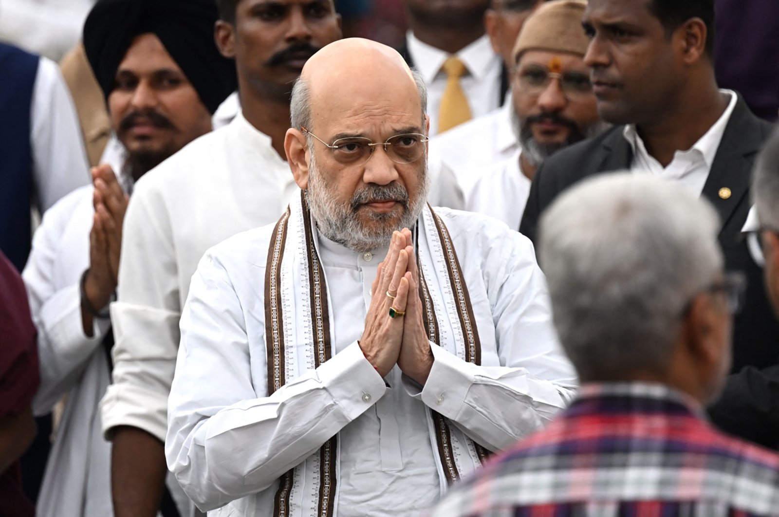 India&#039;s Home Minister Amit Shah (C) attends a funeral in Mumbai, Oct. 10, 2024. (AFP Photo)