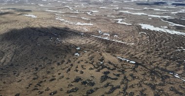 A drone view shows an area of the Askja volcano in Vatnajokull National Park, Iceland, Aug. 10, 2024. (Reuters Photo)