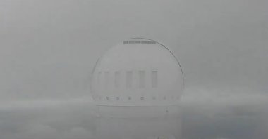This image from the video provided by the Canada-France-Hawai’i Telescope shows snow on the summit of Mauna Kea, Hawaii, U.S., Oct. 27, 2024. (AP Photo)