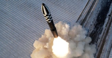 A Hwasong-18 intercontinental ballistic missile is launched during what North Korea says is a drill at an unknown location Dec.18, 2023. (Reuters File Photo)