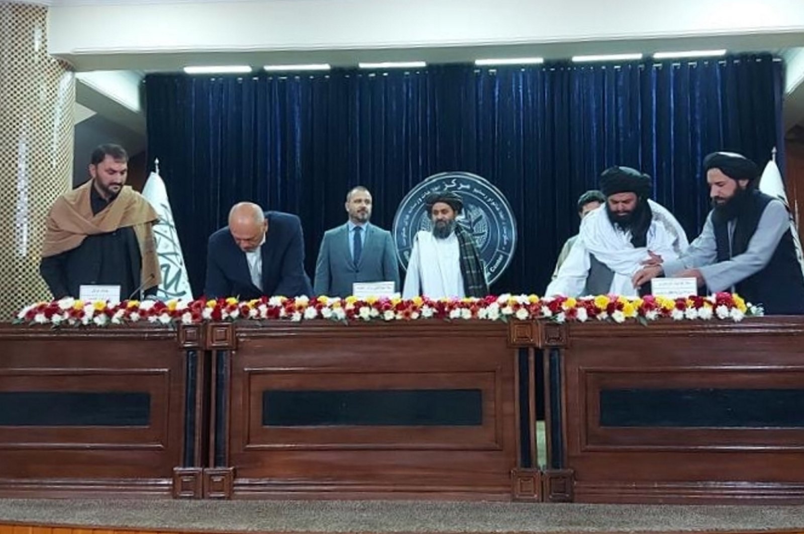 Turkish construction company 77 Inşaat and Afghanistan’s interim government representatives sign a commercial agreement for a cement production facility, Jawzjan province, Afghanistan, Oct. 30, 2024. (AA Photo)