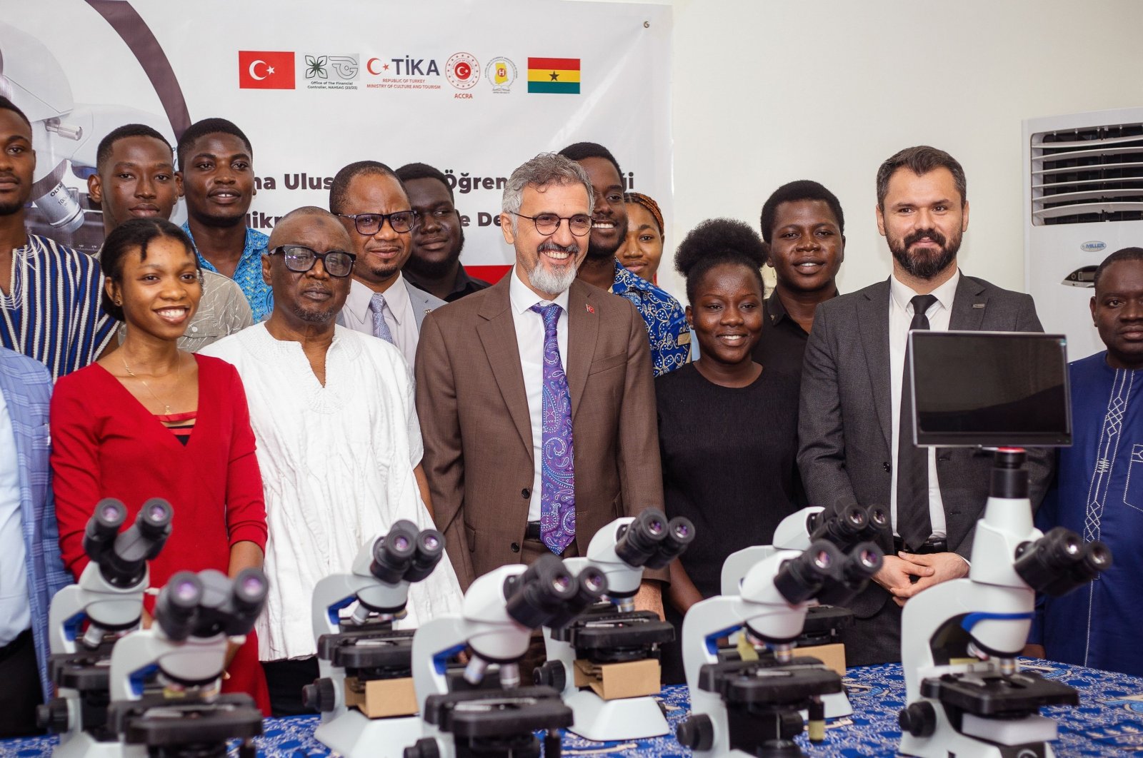 Gana University’s Medical Laboratory Sciences Department receives equipment support from the Turkish Cooperation and Coordination Agency (TIKA), enhancing facilities for students, Accra, Ghana, Oct. 31, 2024. (IHA Photo)