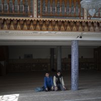 Students pray during recess in the mosque at Ibn Khaldoun, a private Muslim school, in Marseille, southern France, Tuesday, April 16, 2024. (AP File Photo)