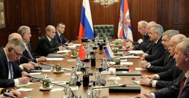 Delegations led by Russian Defense Minister Sergei Shoigu and Defense Minister Hulusi Akar hold talks in Moscow, Russia, April 25, 2023. (Reuters Photo)
