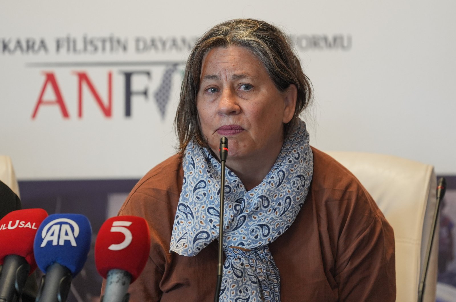 Australian Helen Maria O&#039;Sullivan, who witnessed Ayşenur Ezgi Eygi&#039;s killing by Israel, speaks at a news conference in Ankara, Türkiye, Oct. 31, 2024. (AA Photo)