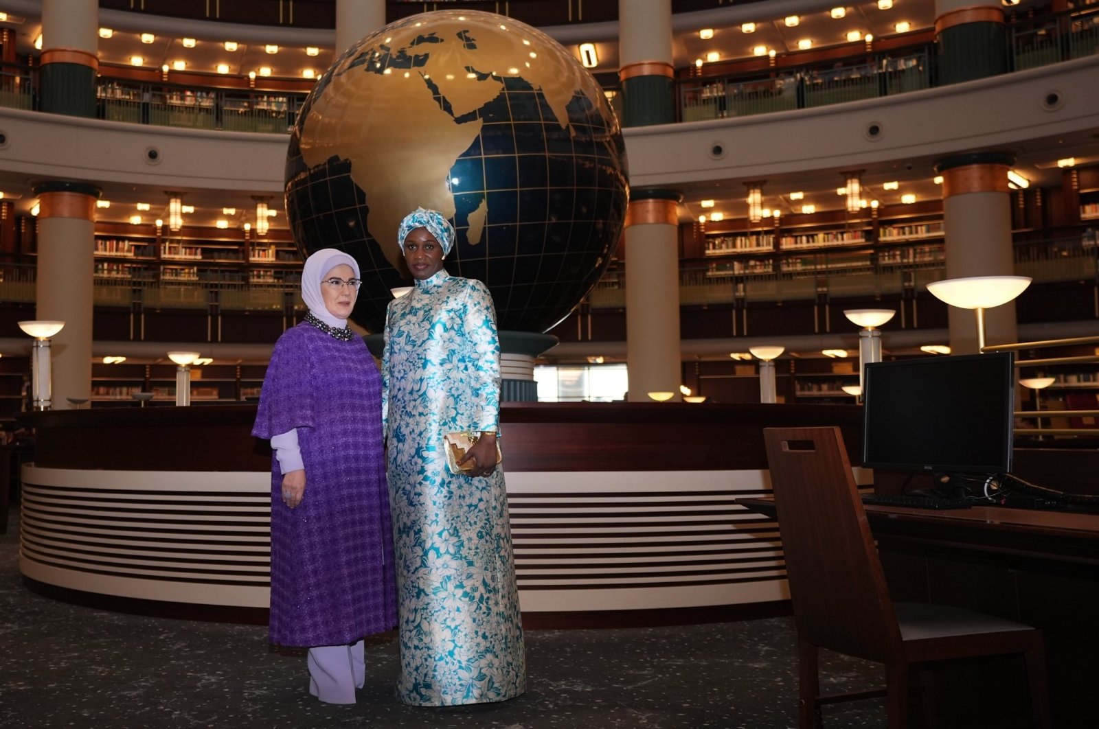 Emine Erdoğan and Marie Khone Fay share a moment at the Presidential National Library, Ankara, Türkiye, Oct. 31, 2024. (DHA Photo)