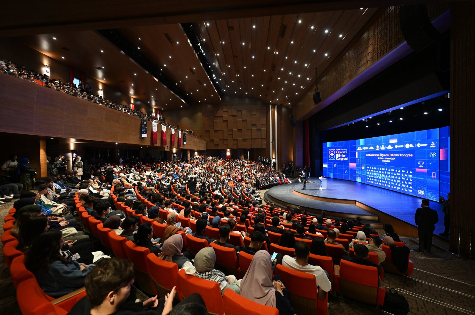 Students and scholars attend YTB&#039;s event at the Mavera Congress Cultural and Arts Center, Gaziantep, Türkiye, Oct. 31, 2024. (AA Photo)