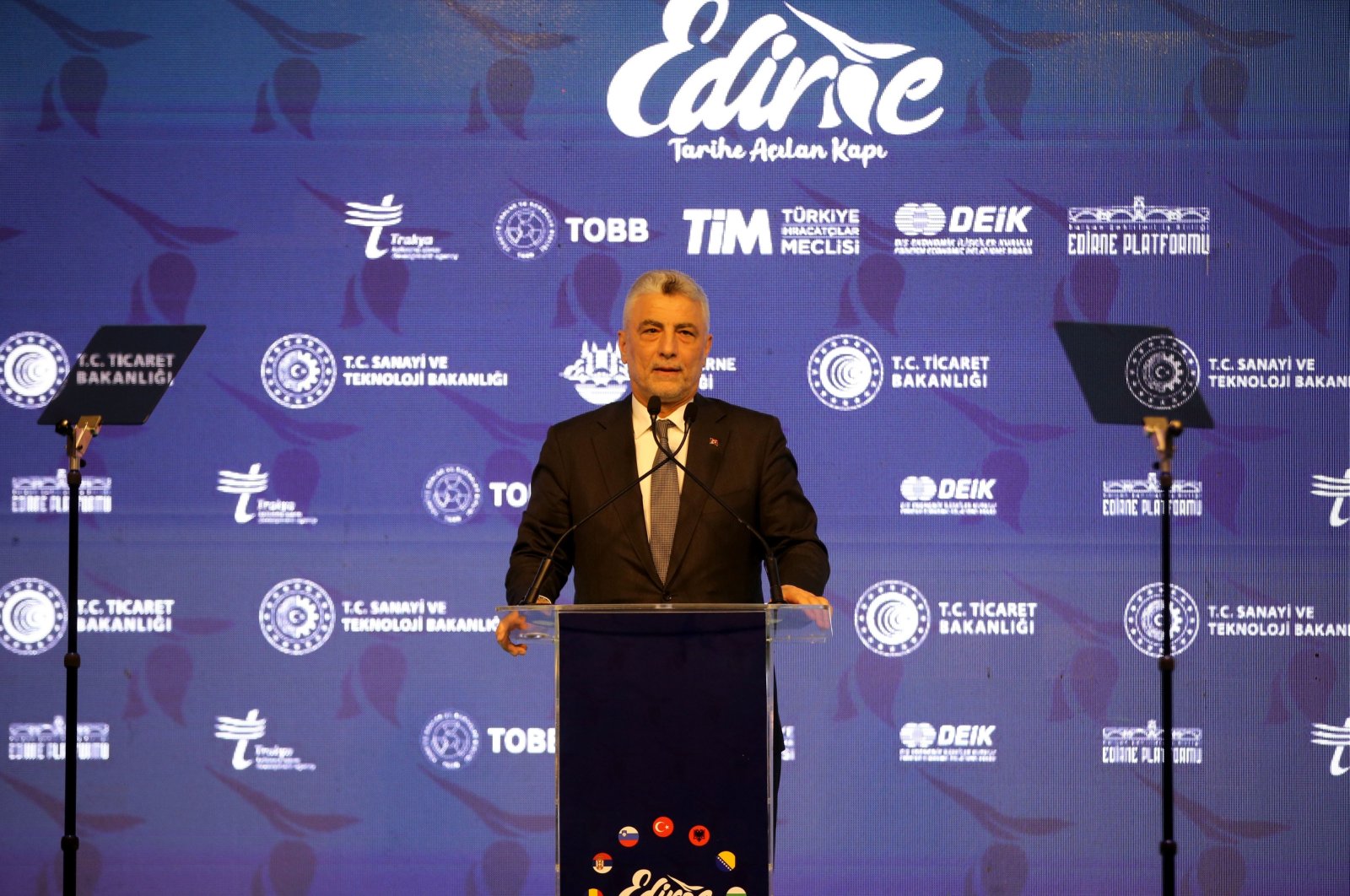 Trade Minister Ömer Bolat speaks at an event in Edirne, Oct. 31, 2024. (AA Photo)