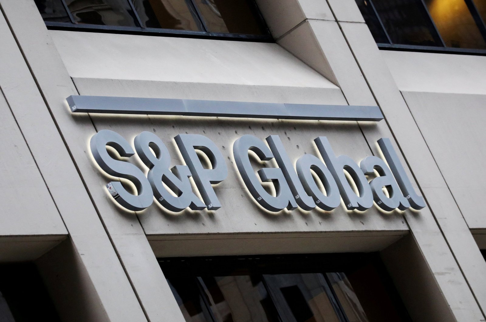 The S&amp;P Global logo is displayed on its offices in the financial district in New York City, U.S., Dec. 13, 2018. (Reuters File Photo)