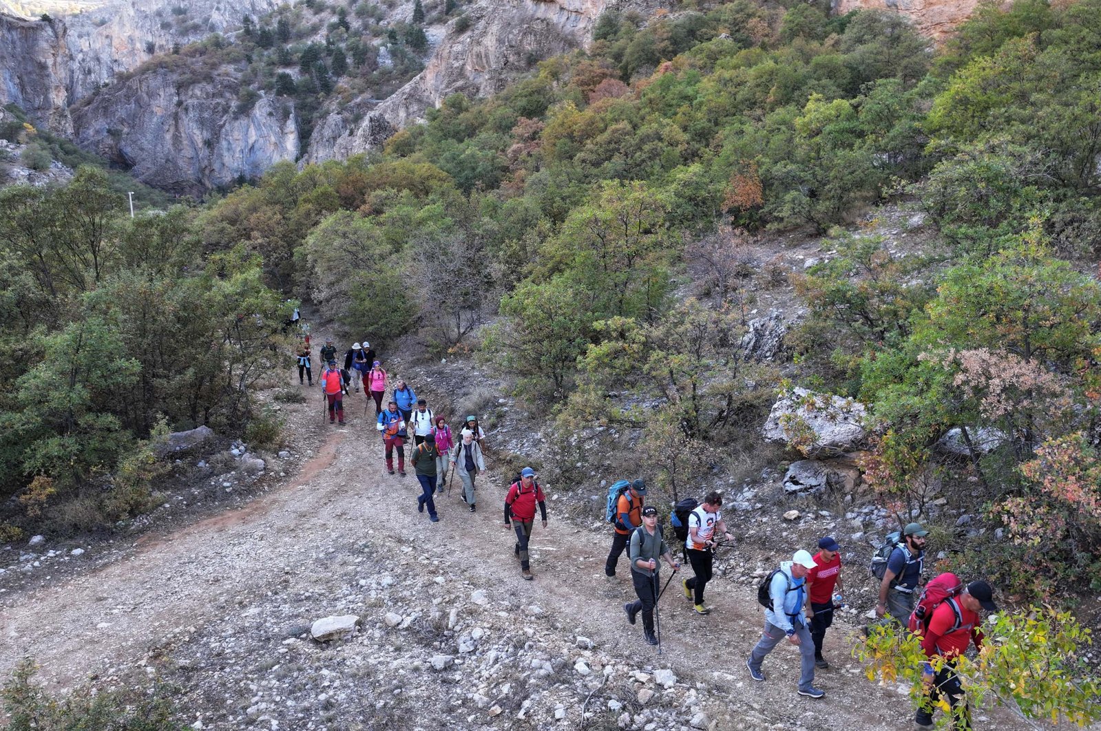 Hikers enjoy the newly opened historical Zengibar Walking Path, Konya, central Türkiye, Nov. 2, 2024. (AA Photo)