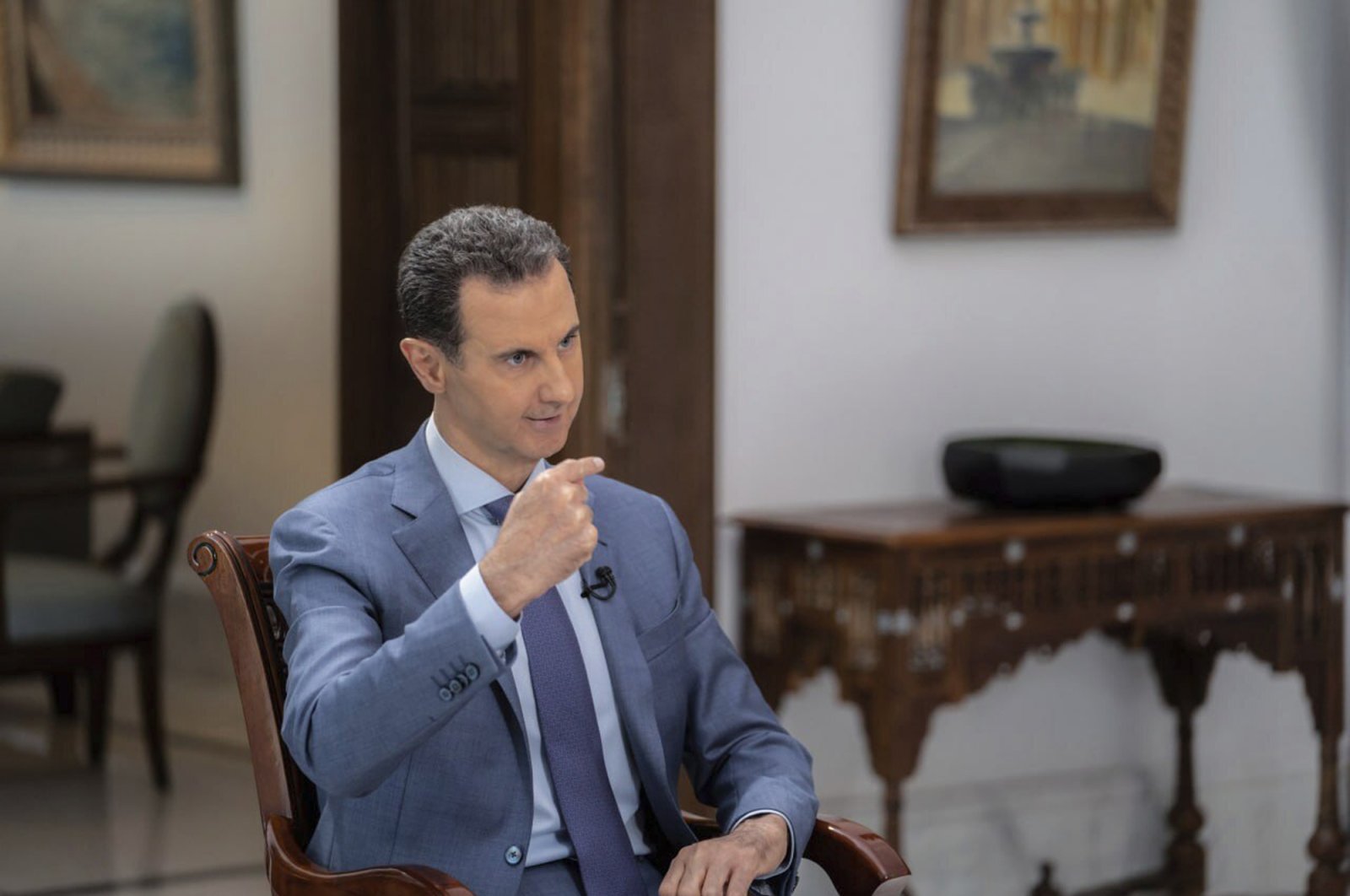 Syrian regime leader Bashar Assad speaks during an interview, Damascus, Syria, Aug. 9, 2023. (AP Photo)