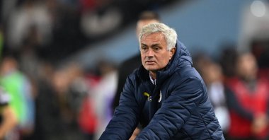 Fenerbahçe coach Jose Mourinho reacts during the Süper Lig match against Trabzonspor at the Papara Park, Trabzon, Türkiye, Nov. 3, 2024. (AA Photo)