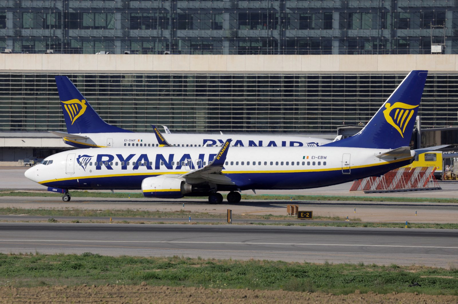 Two Ryanair Boeing 737-8AS passenger planes taxi on a runway at Malaga-Costa del Sol airport, Malaga, Spain, May 3, 2024. (Reuters Photo)