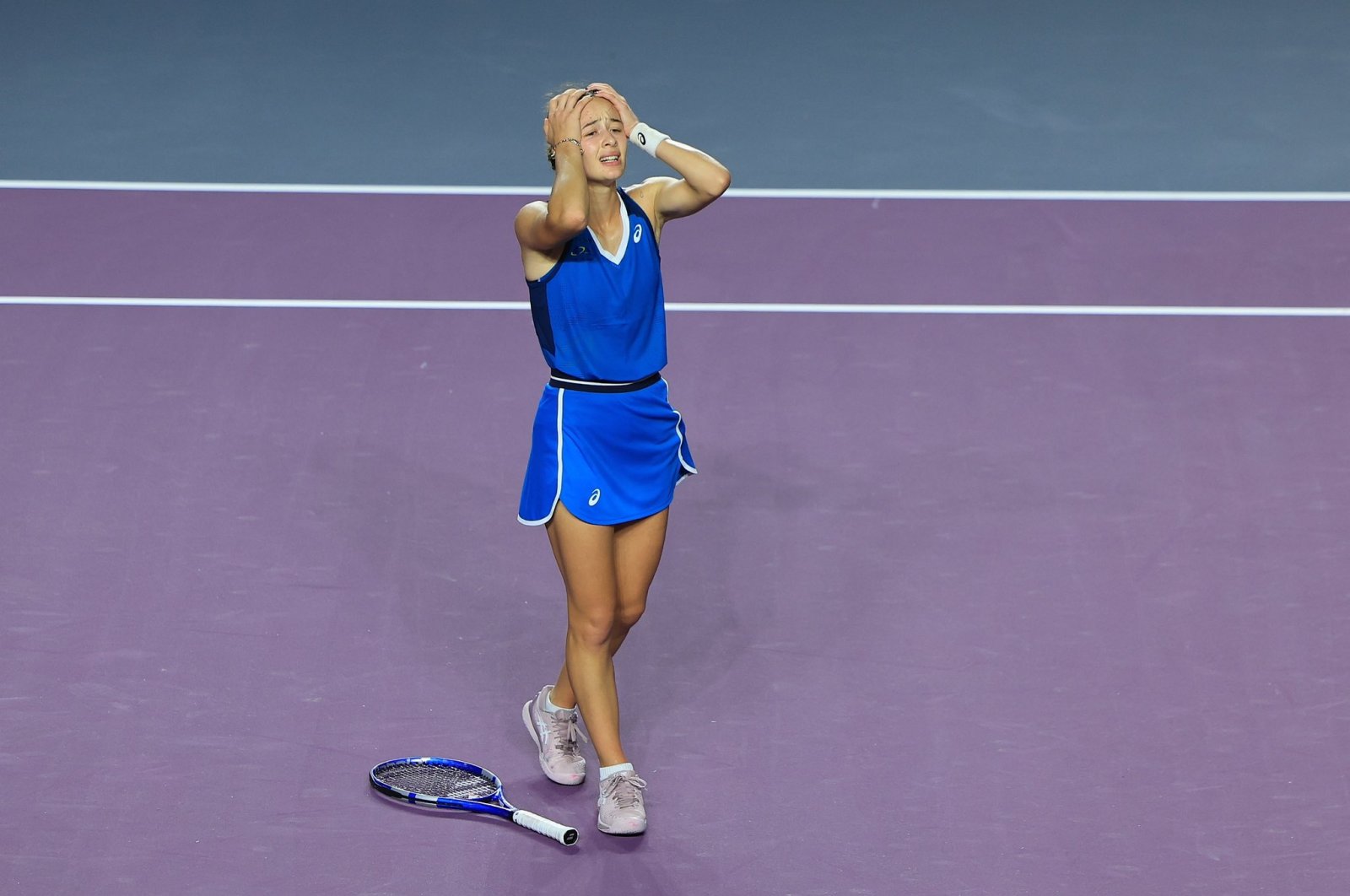 Turkish star Zeynep Sönmez celebrates after beating USA&#039;s Ann Li, Merida, Mexico, Nov. 3, 2024. (DHA Photo)