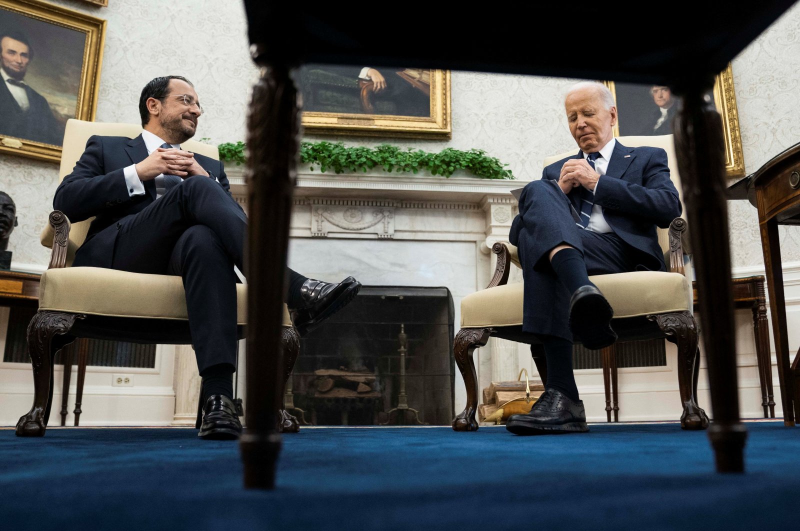 U.S. President Joe Biden meets with Greek Cypriot leader Nikos Christodoulides in the Oval Office at the White House in Washington, U.S., Oct. 30, 2024. (Reuters Photo)