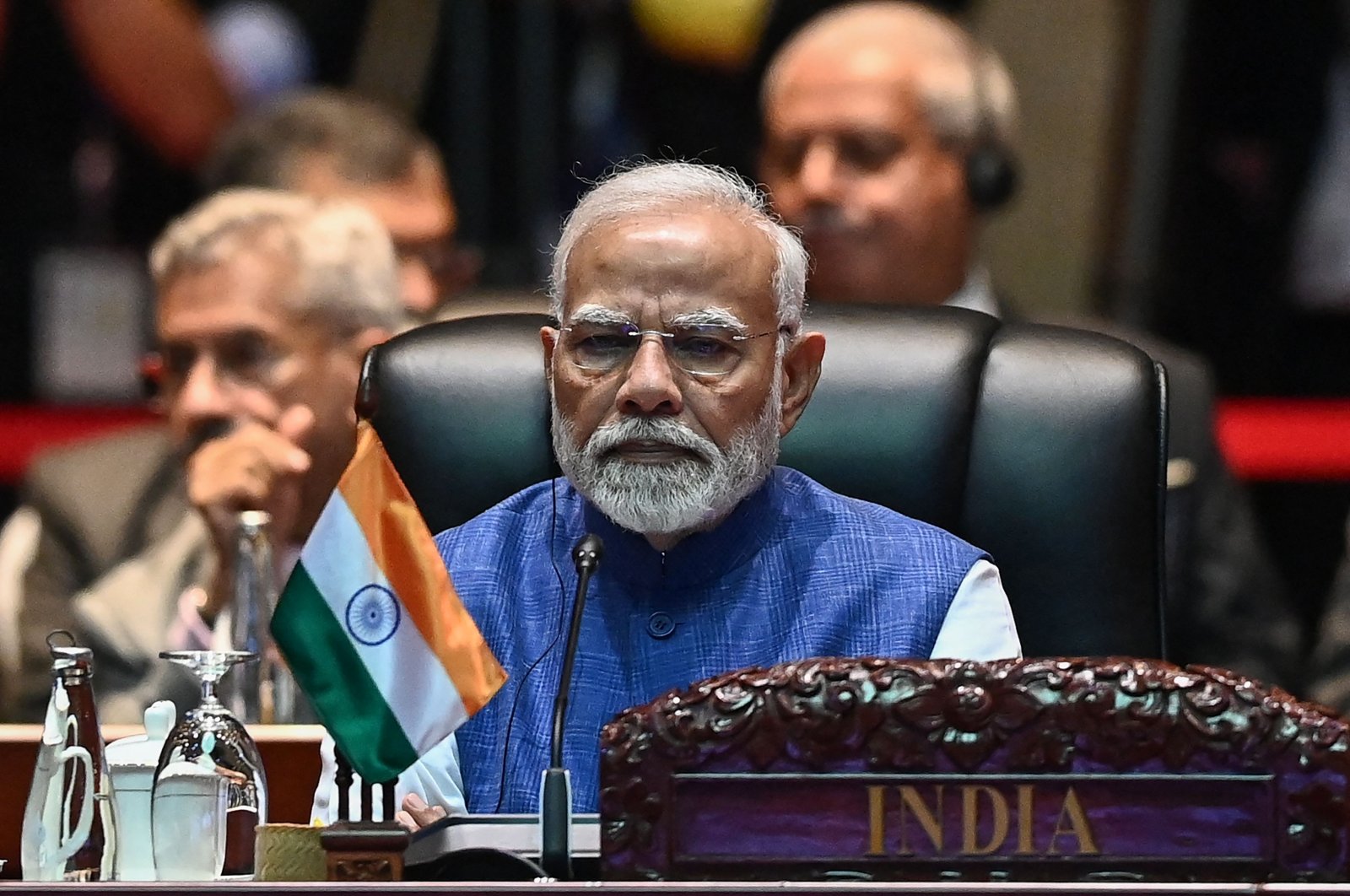 India&#039;s Prime Minister Narendra Modi attends the 19th East Asia Summit during the 44th and 45th Association of Southeast Asian Nations (ASEAN) Summits in Vientiane, Oct. 11, 2024. (AFP Photo)